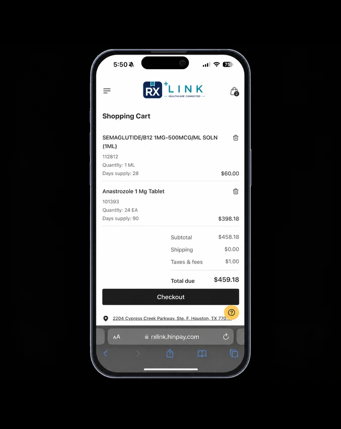 Phone checkout screen showing the order summary and payment step